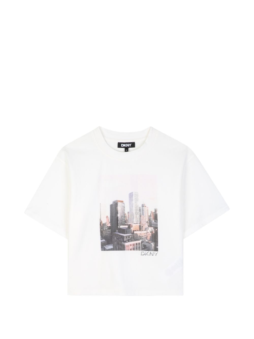 T-shirt per bambina DKNY Kids bianca con stampa grafica D62919 117 DKNY KIDS