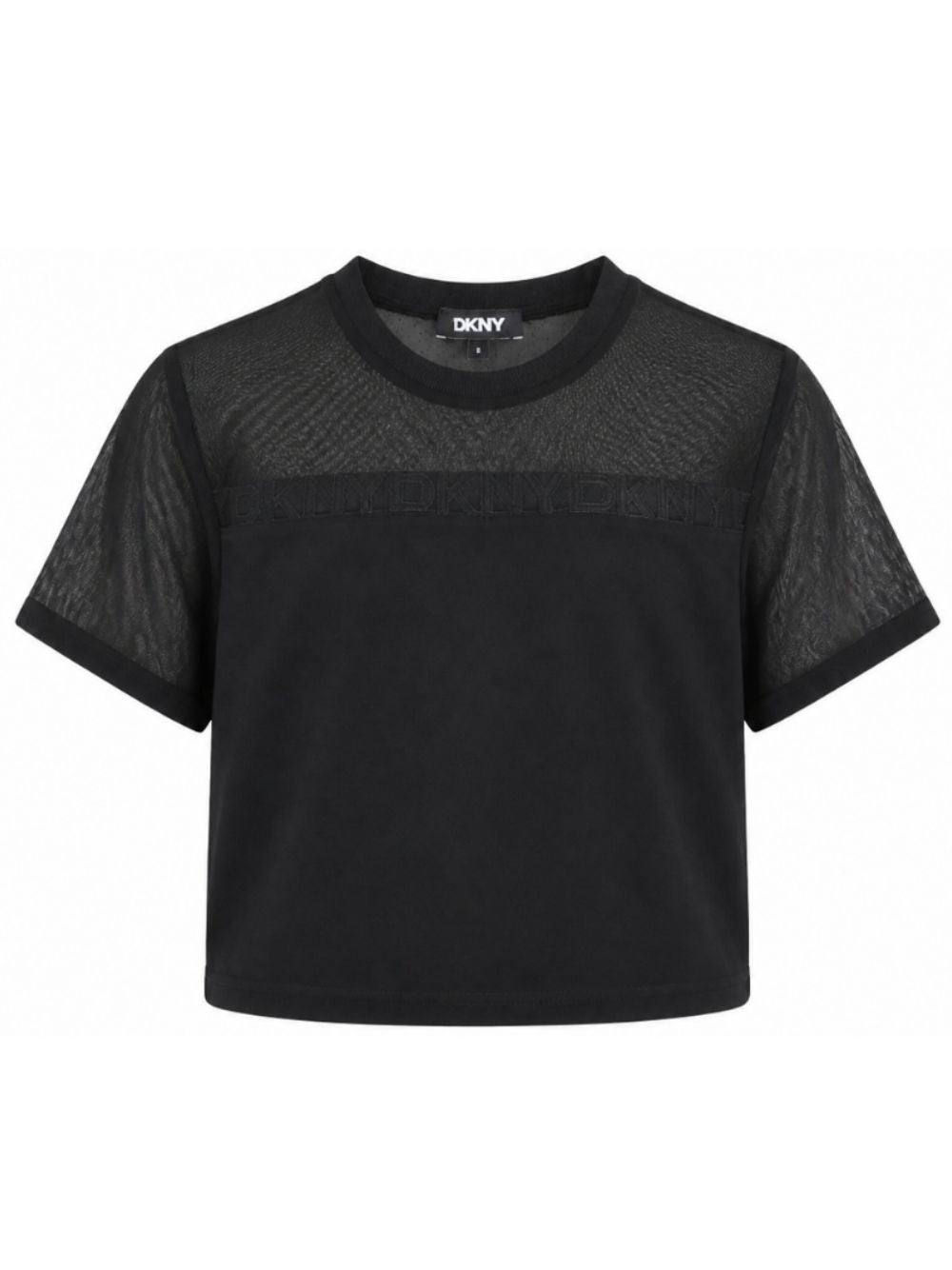 T-shirt per bambina DKNY Kids nera con design crop D62921 09B DKNY KIDS