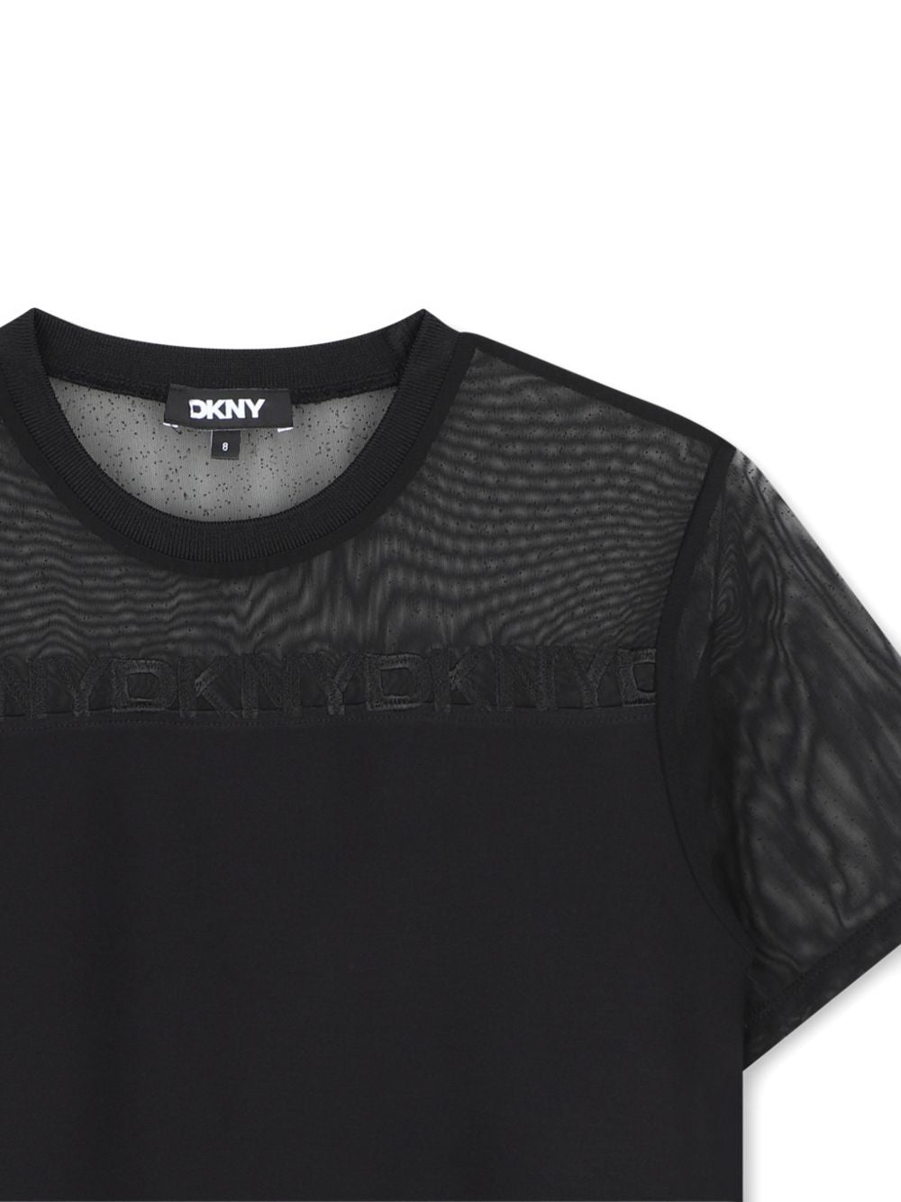 T-shirt per bambina DKNY Kids nera con design crop D62921 09B DKNY KIDS