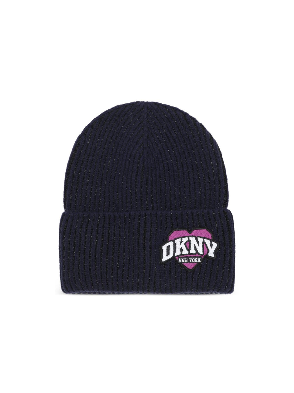 Cappello per bambina DKNY Kids blu con lavorazione in maglia a coste D62927 845 DKNY KIDS