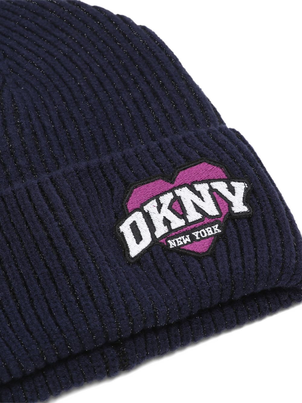 Cappello per bambina DKNY Kids blu con lavorazione in maglia a coste D62927 845 DKNY KIDS