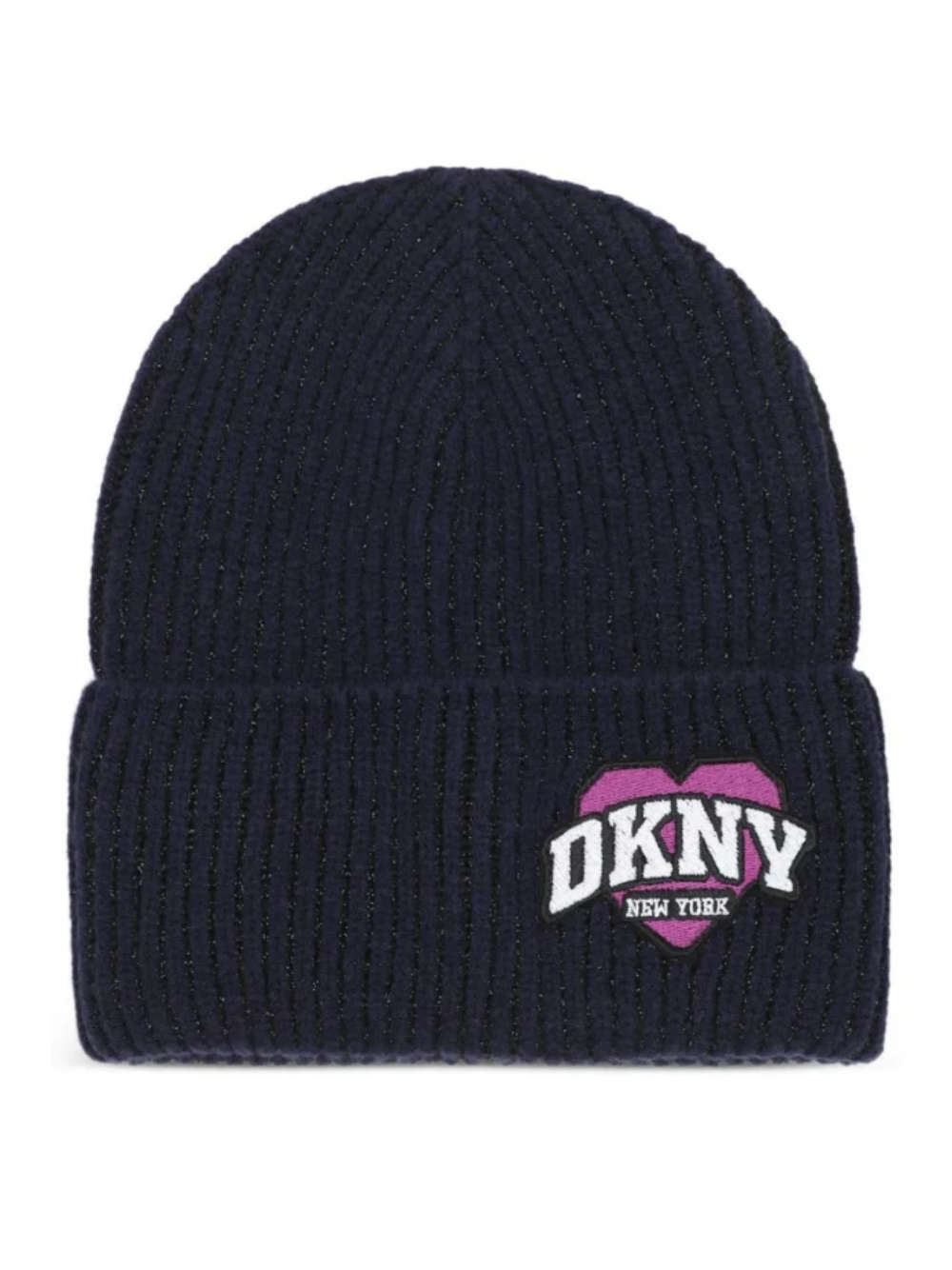 Cappello per bambina DKNY Kids blu con lavorazione in maglia a coste D62927 845 DKNY KIDS