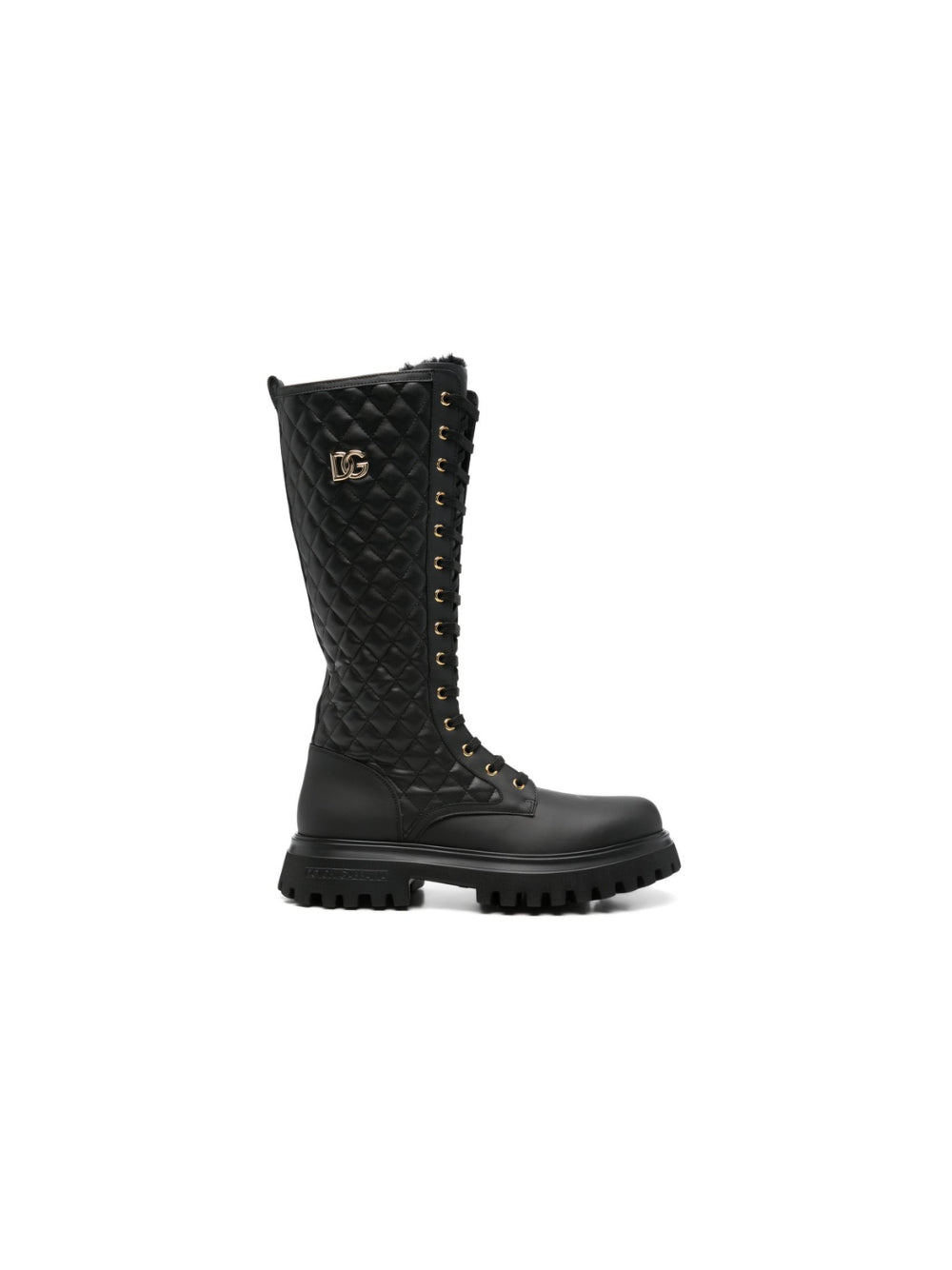 Stivali per bambina Dolce & Gabbana Kids neri stringati trapuntati D11430 A0773 8B956 DOLCE & GABBANA KIDS