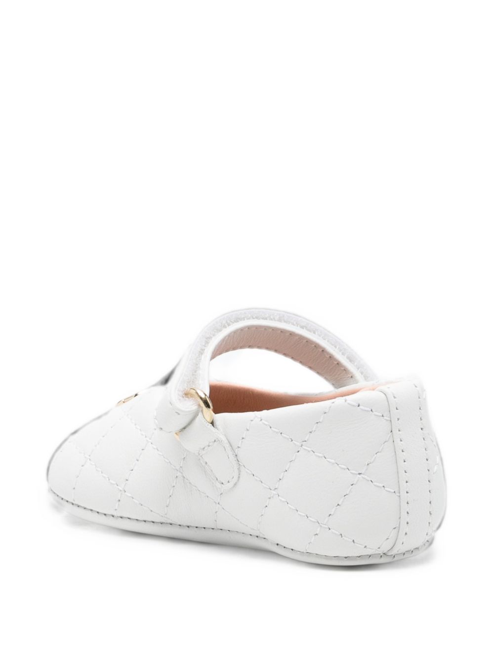 Ballerine per neonata Dolce & Gabbana Kids bianche con logo dorato sul davanti DK0174 A3M31 80002 DOLCE & GABBANA KIDS