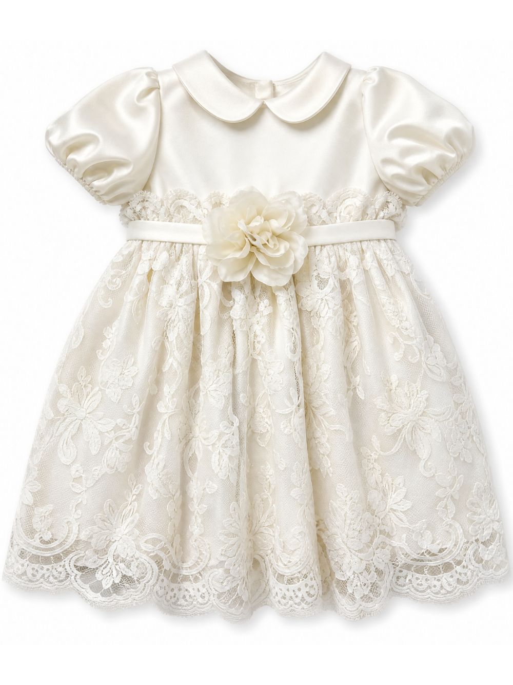 Abito per neonata Dolce & Gabbana Kids bianco con fiocco in rilievo sul davanti L24DT4 G7P4A S9000 DOLCE & GABBANA KIDS