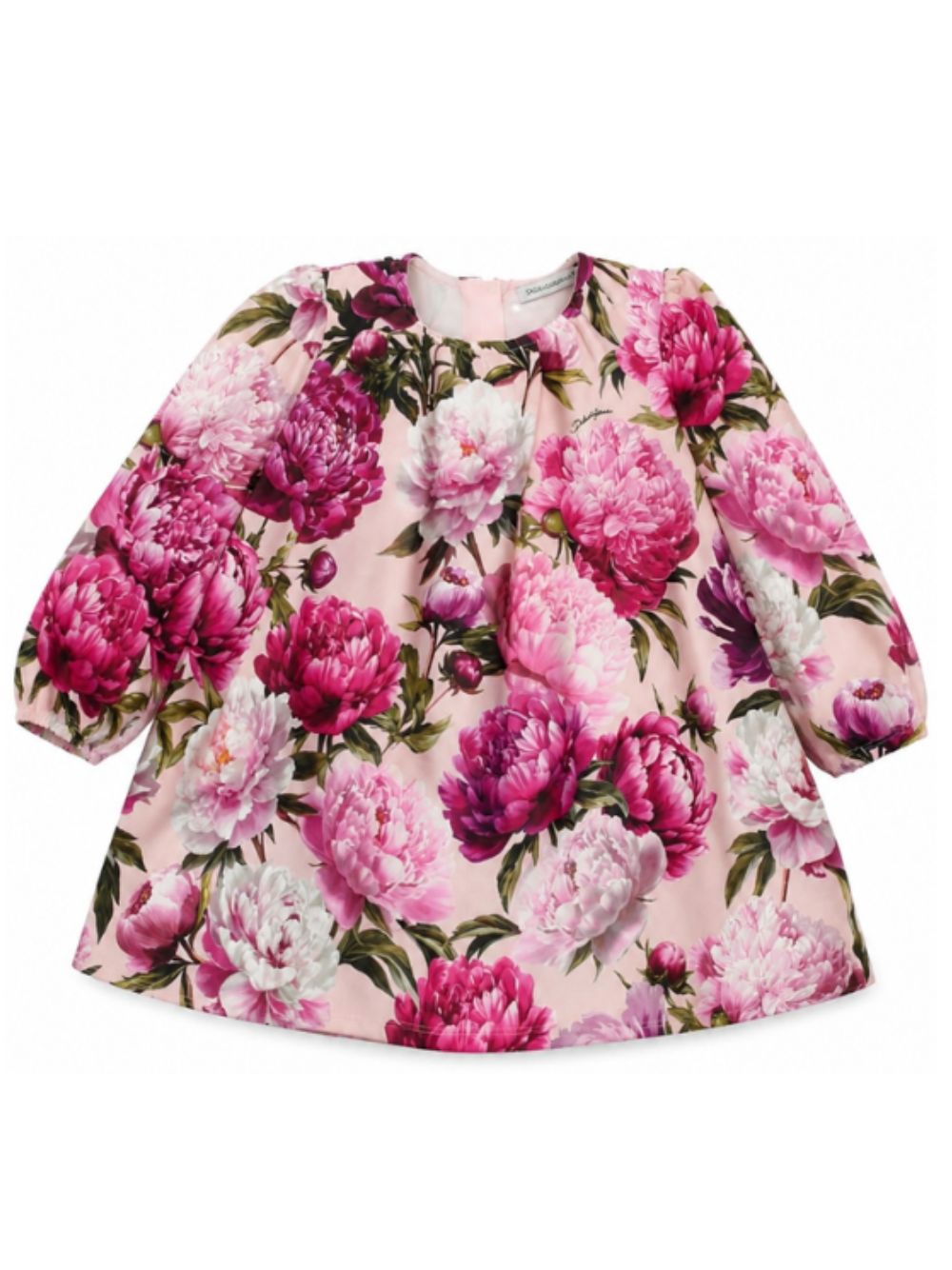Abito per neonata Dolce & Gabbana Kids rosa con stampa peonie L2JD9G G7Q0D HF6FZ DOLCE & GABBANA KIDS
