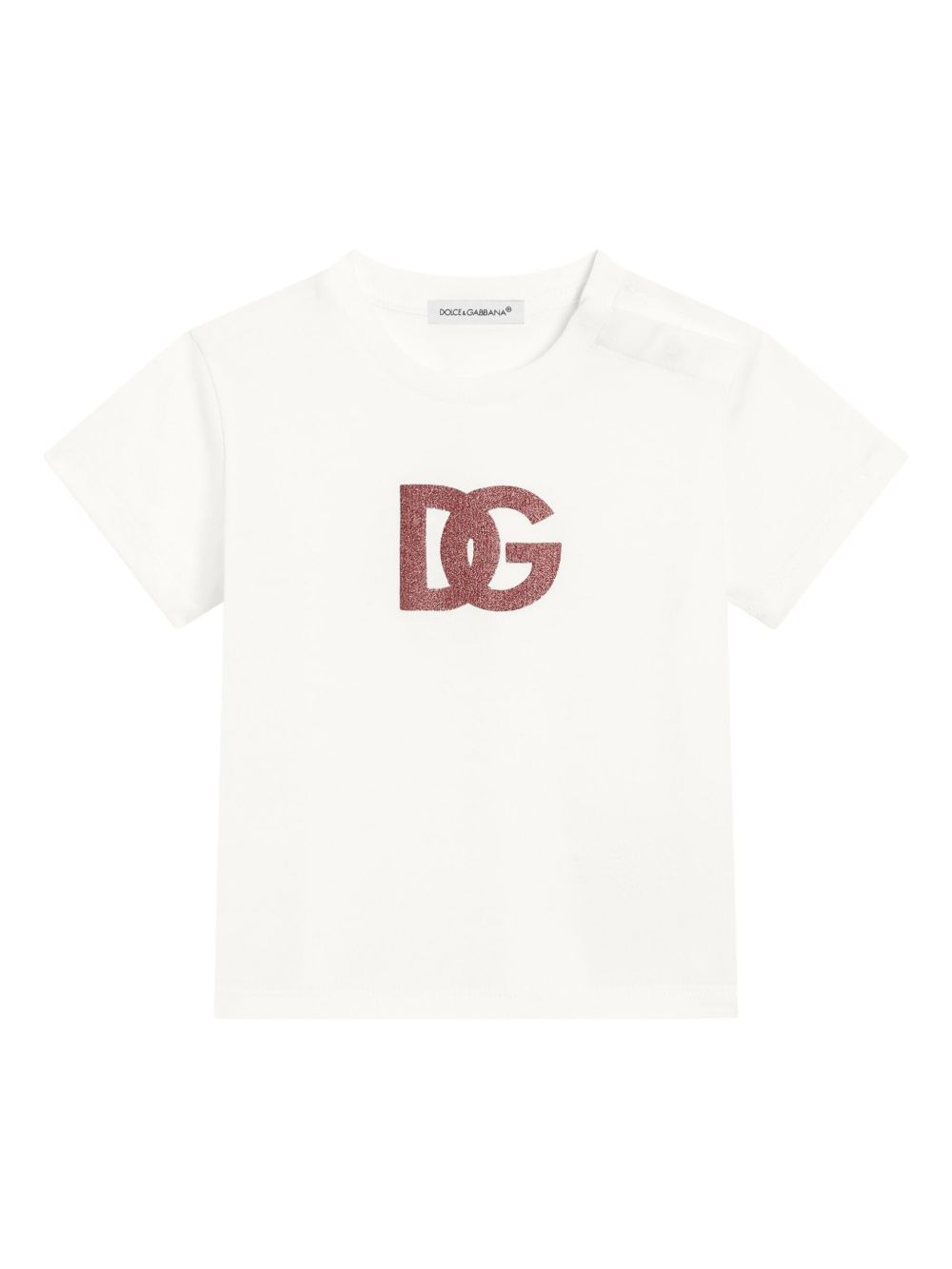 T-shirt per neonata Dolce & Gabbana Kids bianca con logo sul davanti L2JTIT G7N9A W0111 DOLCE & GABBANA KIDS