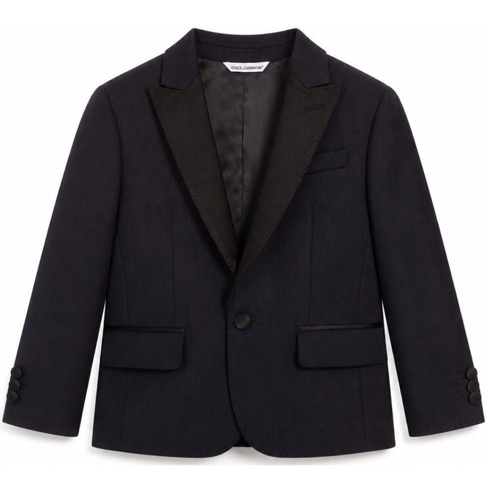 Giacca per bambino Dolce & Gabbana Kids blu con revers classici L41J89 G7PQI B0665 DOLCE & GABBANA KIDS