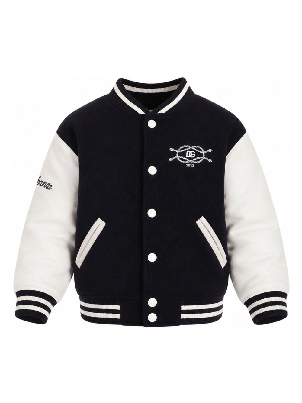 Bomber per bambino Dolce & Gabbana Kids nero con manicotti in pelle L42BA3 G7QNE S9000 DOLCE & GABBANA KIDS