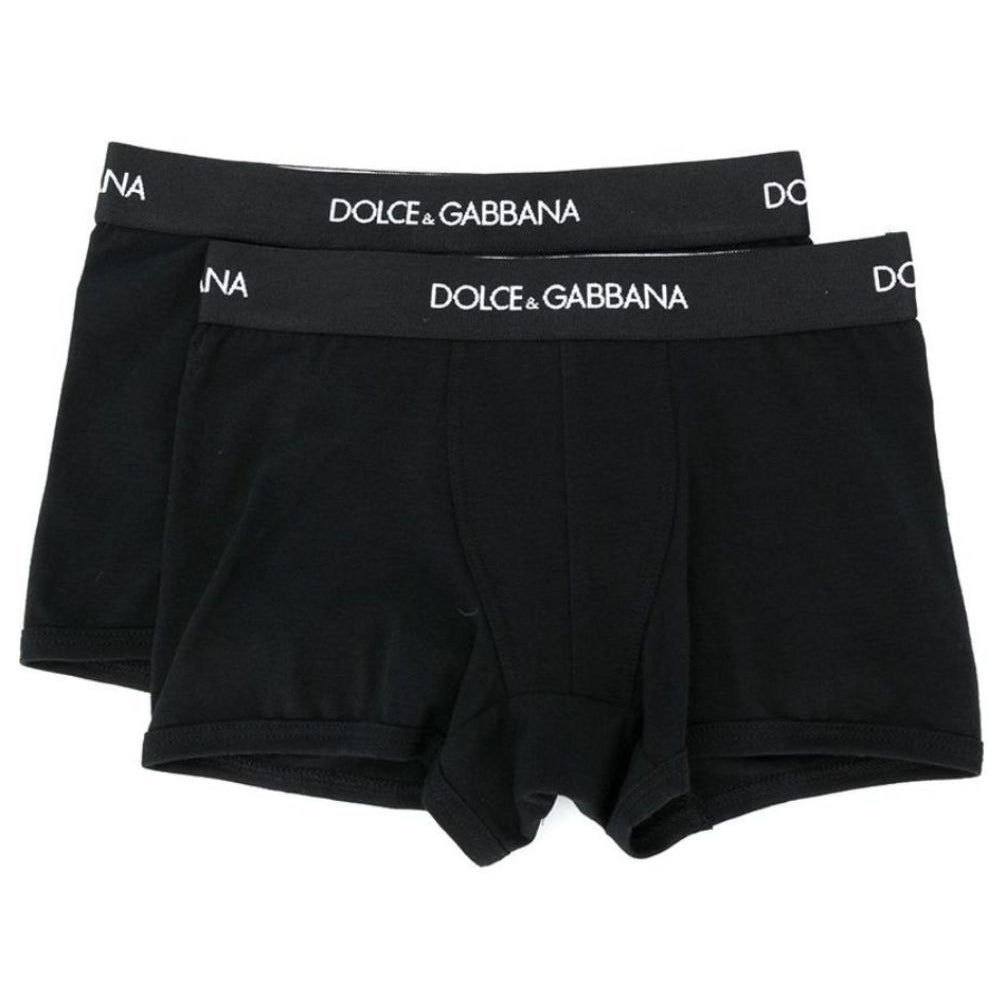 Set di due boxer per bambino Dolce & Gabbana Kids nero con stampa logo L4J701 G7OCT N0000 DOLCE & GABBANA KIDS