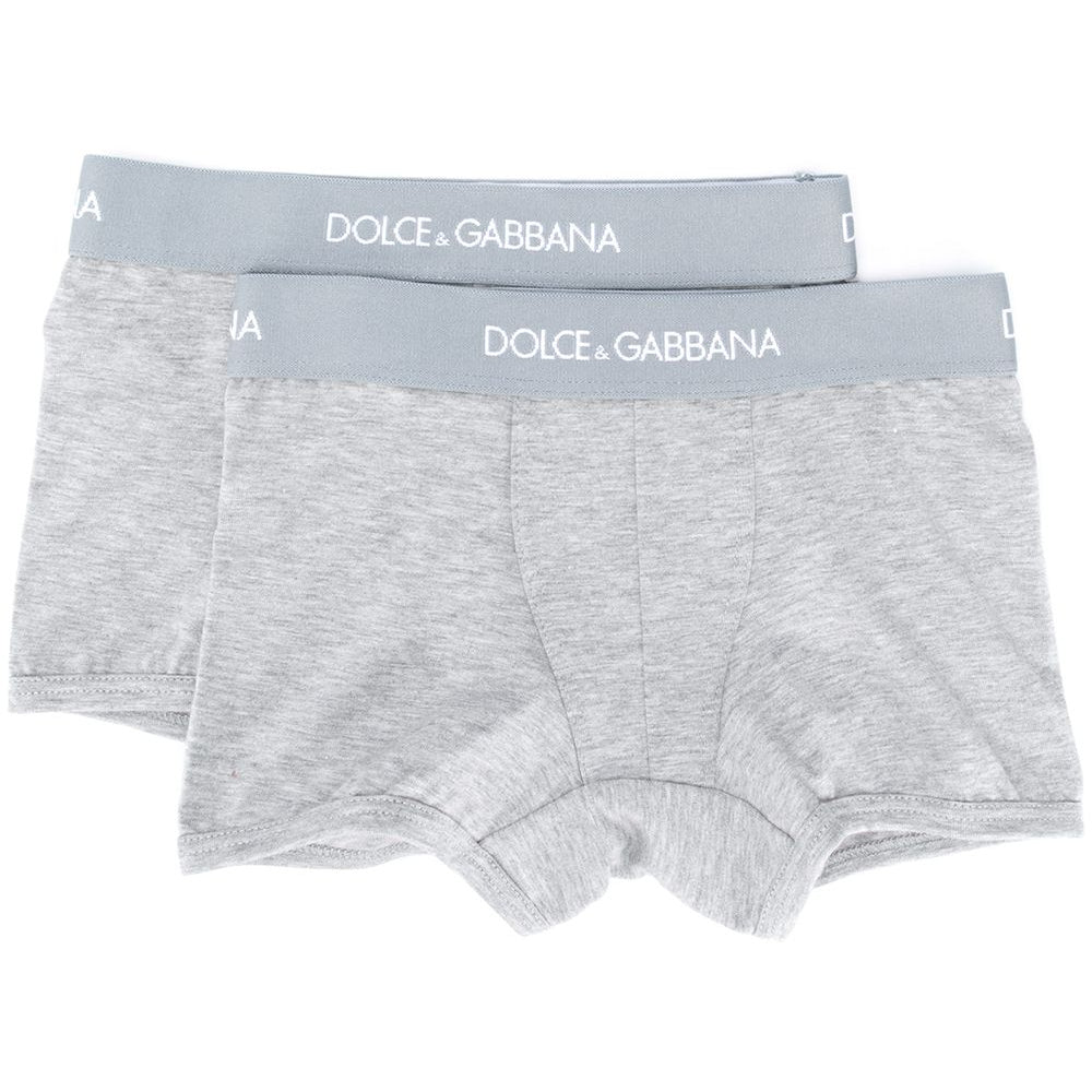 Set di due boxer per bambino Dolce & Gabbana Kids grigi con logo sul davanti L4J701 G7OCT S8290 DOLCE & GABBANA KIDS