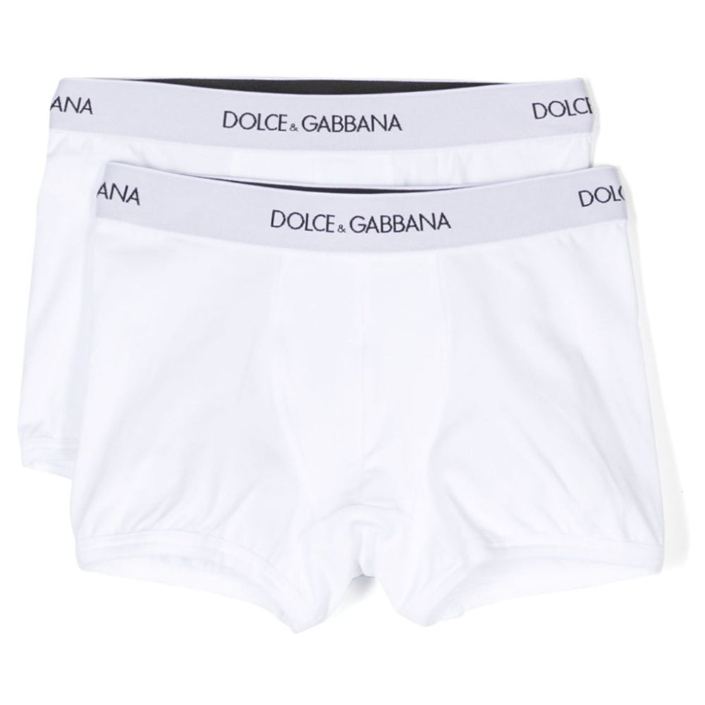 Set di 2 boxer per bambino Dolce & Gabbana Kids bianco con banda logo L4J701 ON00G W0800 DOLCE & GABBANA KIDS