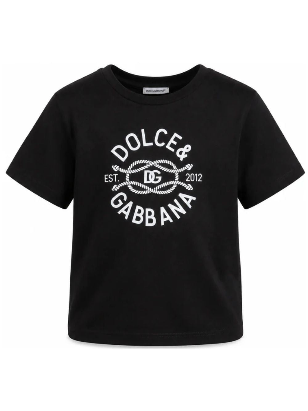 Maglia per bambino Dolce & Gabbana Kids blu con stampa grafica logo L4JTHV G7QNF B0665 DOLCE & GABBANA KIDS
