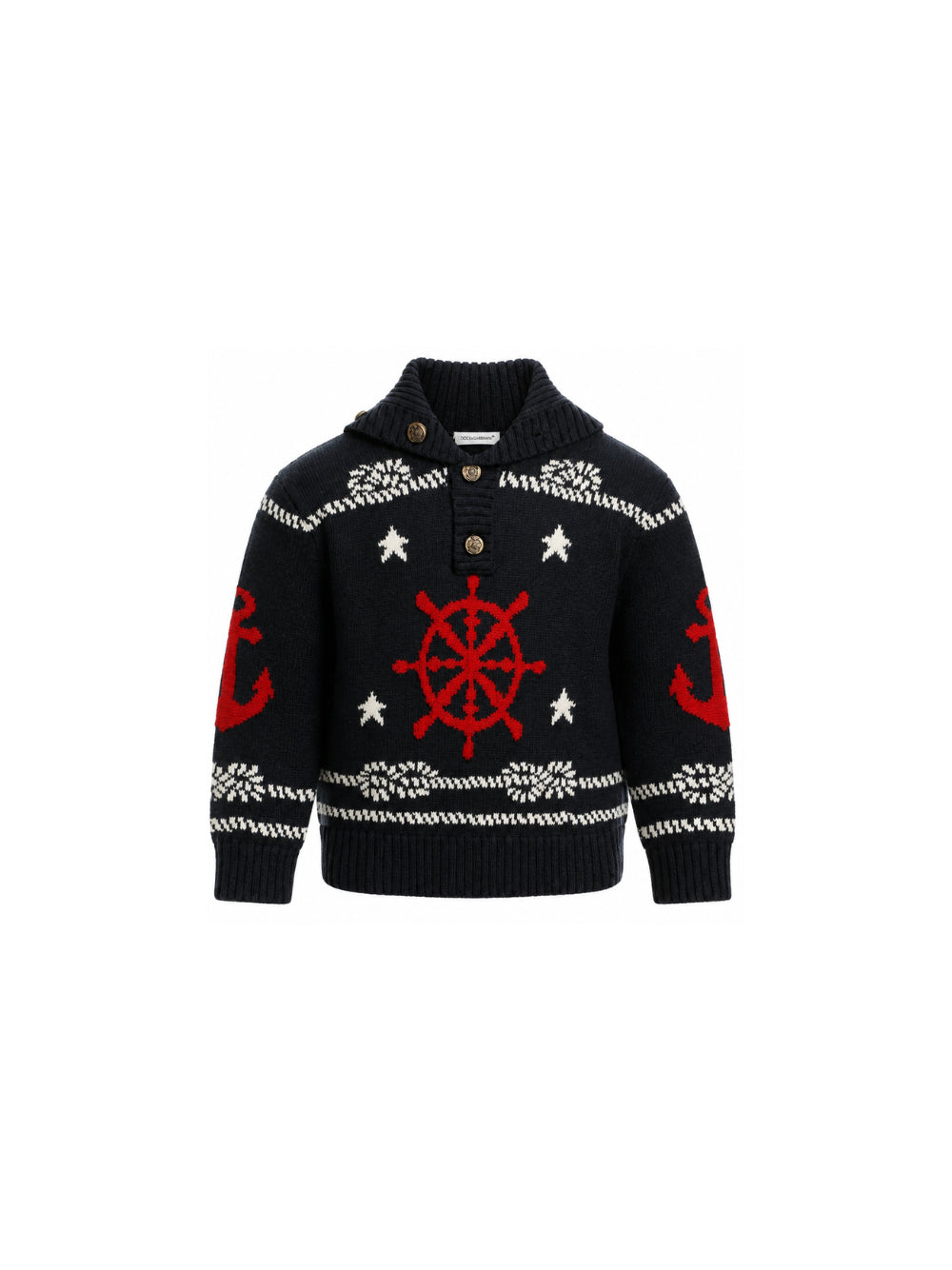 Maglione Kinit per bambino Dolce & Gabbana Kids blu con ricamo L4KWK9 JGMLX B0665 DOLCE & GABBANA KIDS