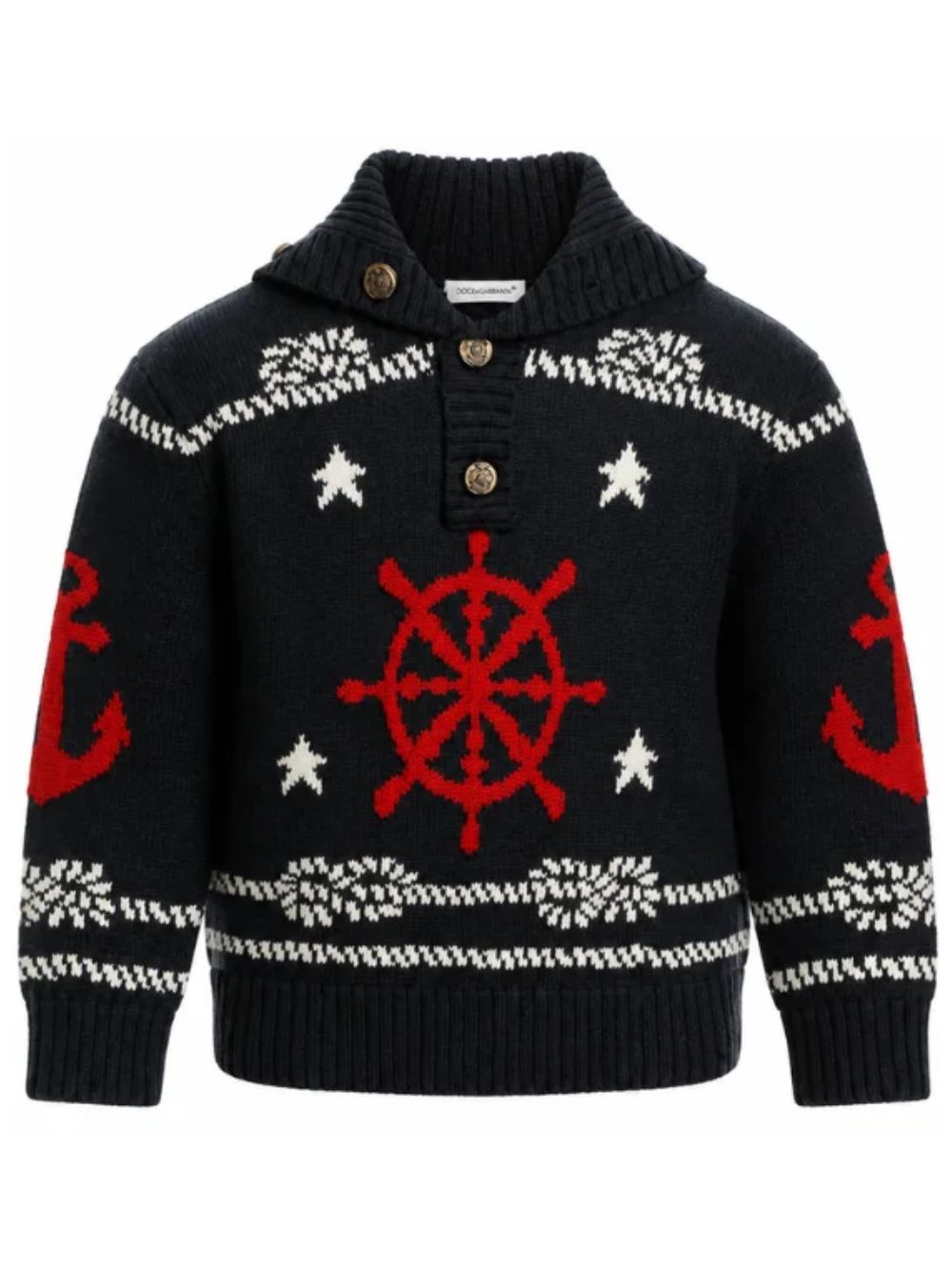 Maglione Kinit per bambino Dolce & Gabbana Kids blu con ricamo L4KWK9 JGMLX B0665 DOLCE & GABBANA KIDS