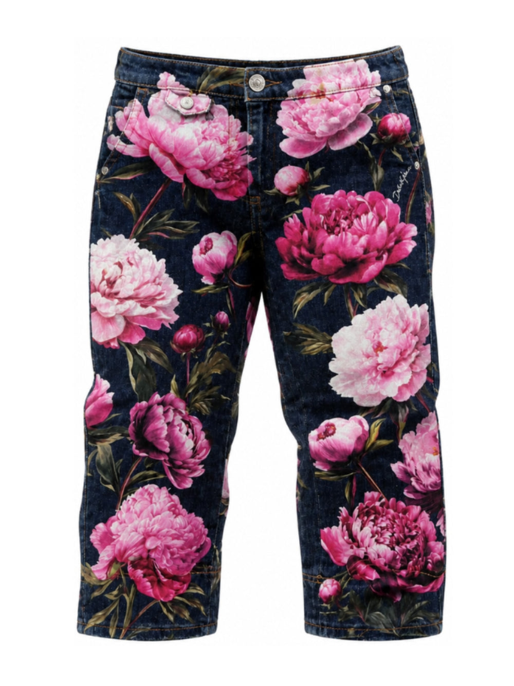 Jeans per bambina Dolce & Gabbana Kids in denim con stampa peonie L53P49 LDE22 S9000 DOLCE & GABBANA KIDS