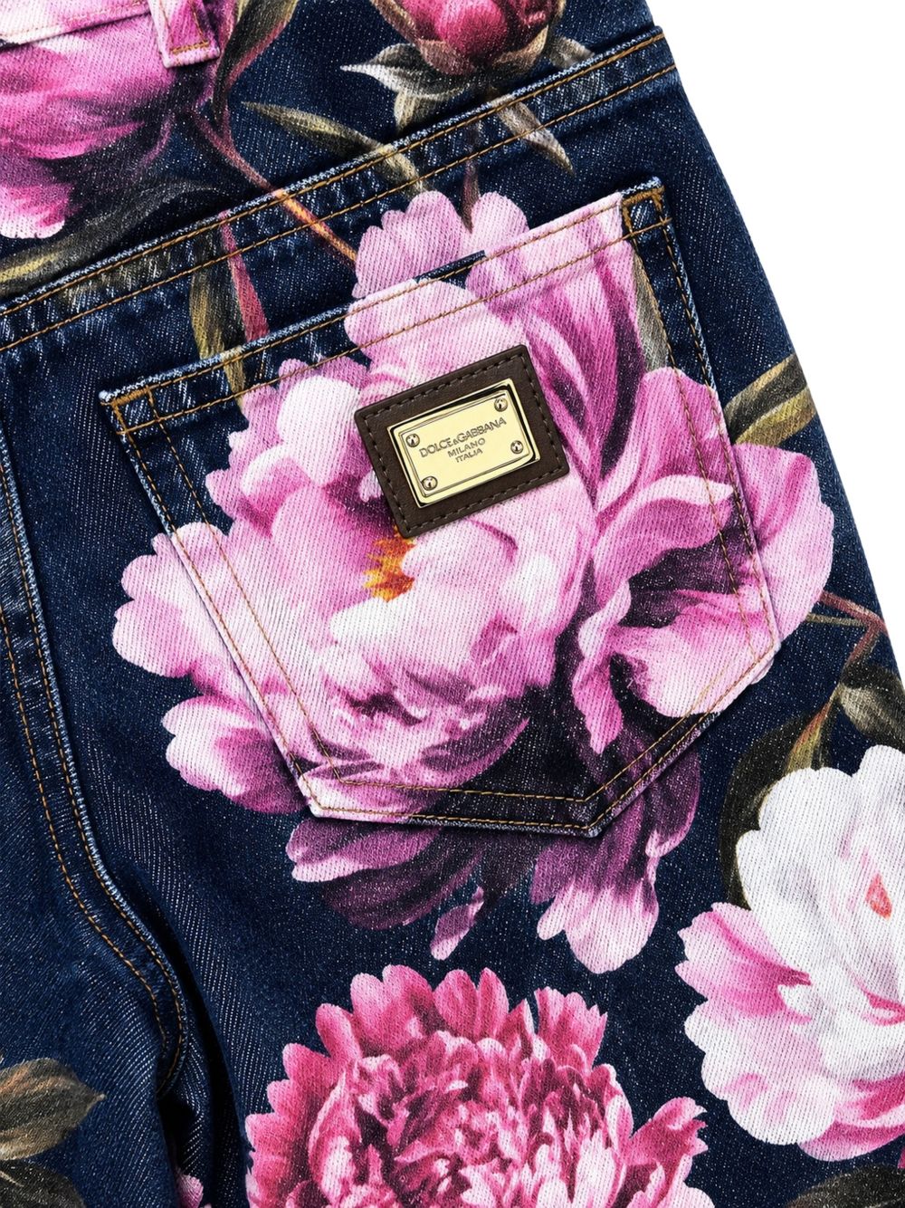 Jeans per bambina Dolce & Gabbana Kids in denim con stampa peonie L53P49 LDE22 S9000 DOLCE & GABBANA KIDS