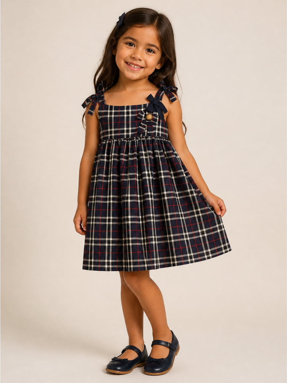 Abito per bambina Dolce & Gabbana Kids blu in tartan in lana vergine L54DU5 FQ2N0 S8104 DOLCE & GABBANA KIDS