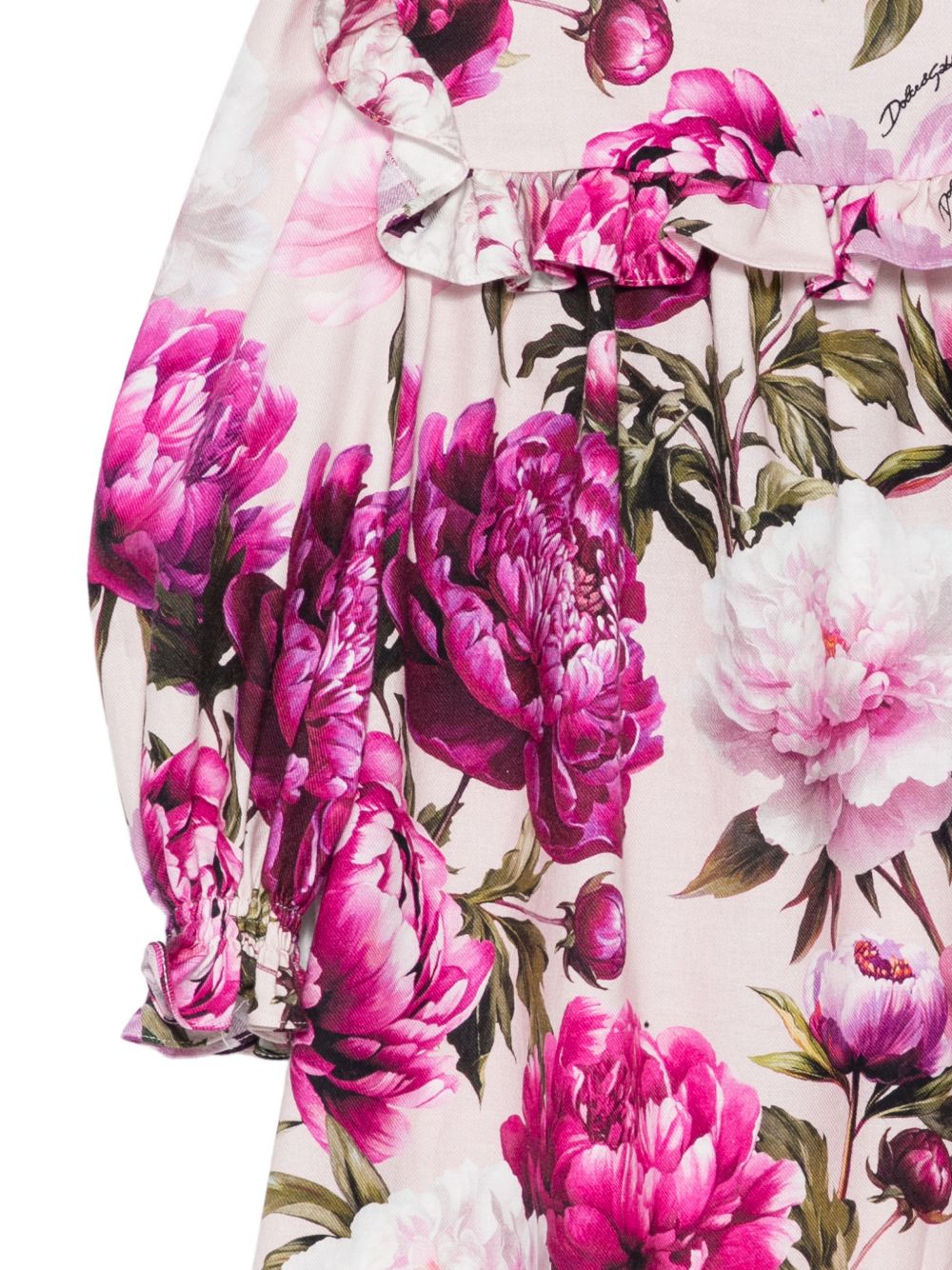 Abito per bambina Dolce & Gabbana Kids beige con stampa peonie L54DW5 G7QZV HF6FZ DOLCE & GABBANA KIDS