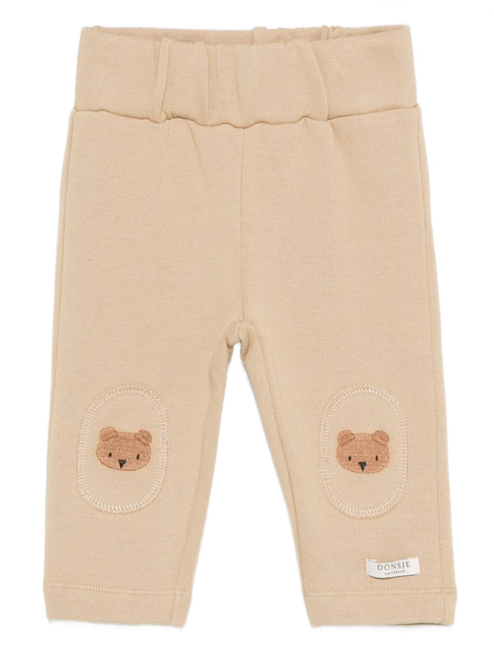Pantaloni per neonato Donsje Kids beige con ricamo con orsetto 3040701 00077 DONSJE KIDS