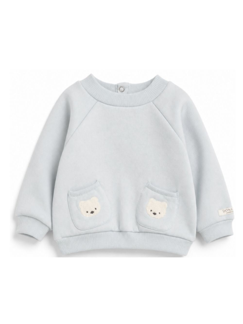 Felpa per neonati Donsje Kids azzurra con ricamo orsetti sul davanti 3051401 00060 DONSJE KIDS