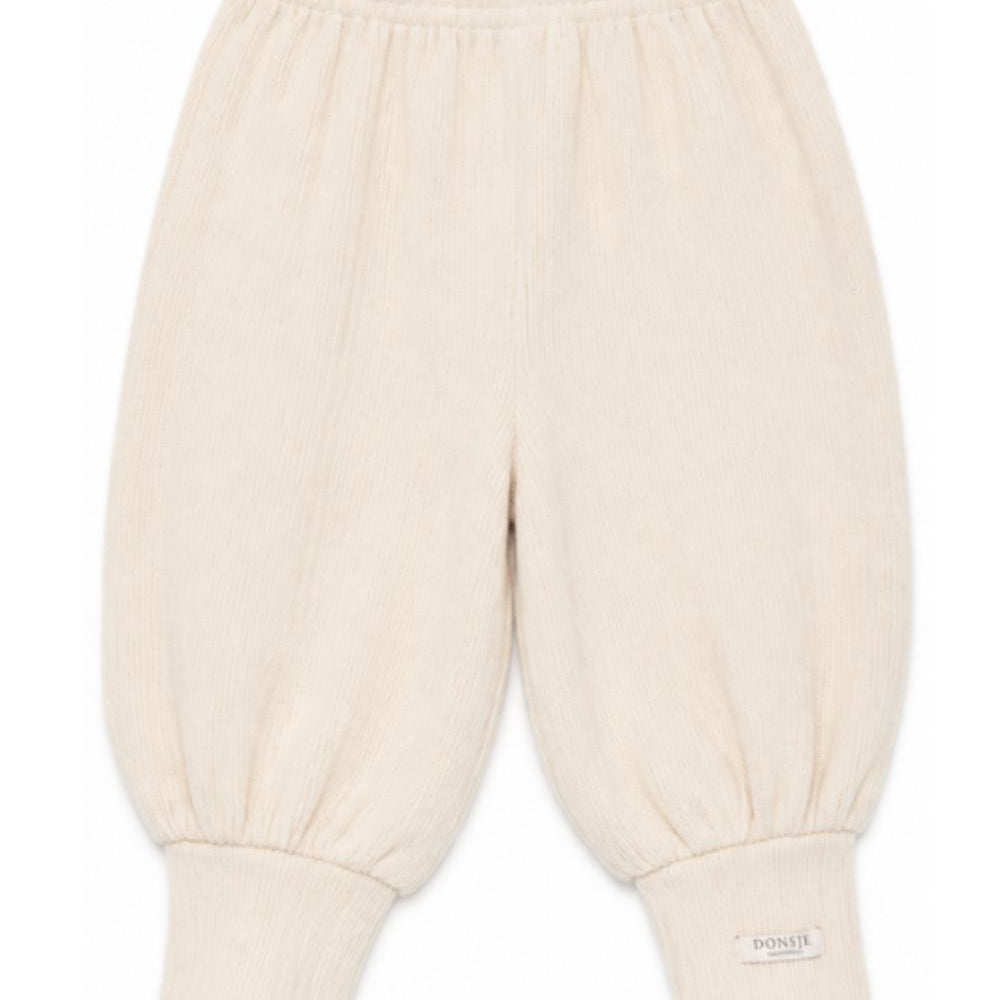 Pantaloni per neonata Donsje Kids bianchi con lavorazione in maglia a coste 3052000 00133 DONSJE KIDS