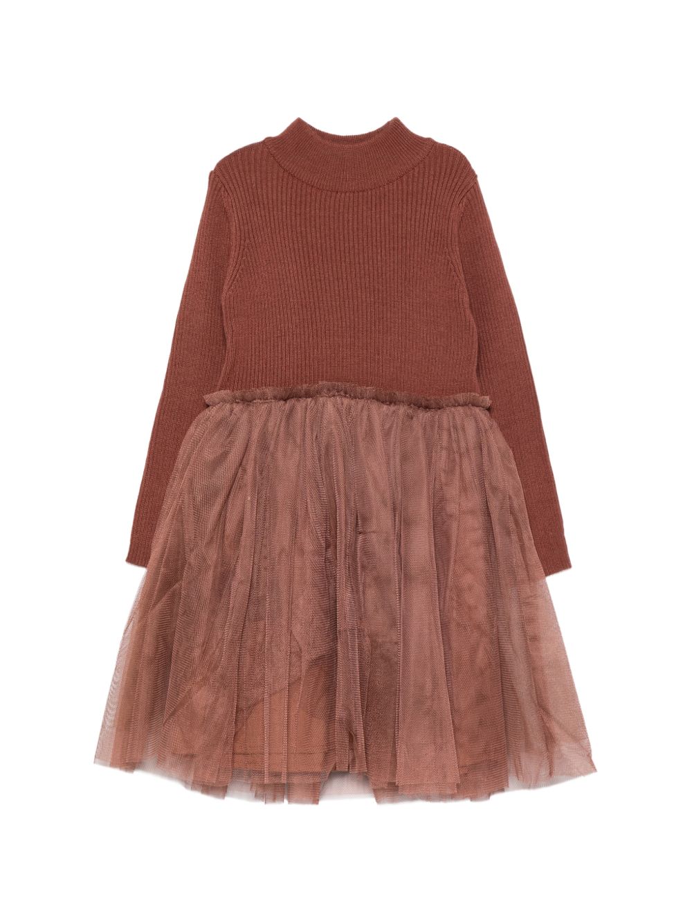Abito per bambina Donsje Kids marrone con gonna in tulle a coste 4043900 00094 DONSJE KIDS