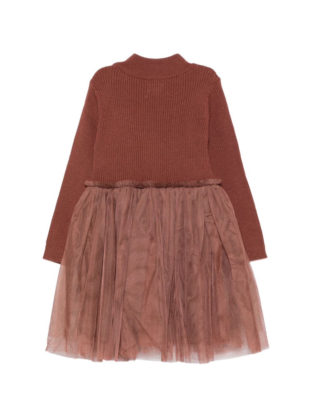 Abito per bambina Donsje Kids marrone con gonna in tulle a coste 4043900 00094 DONSJE KIDS