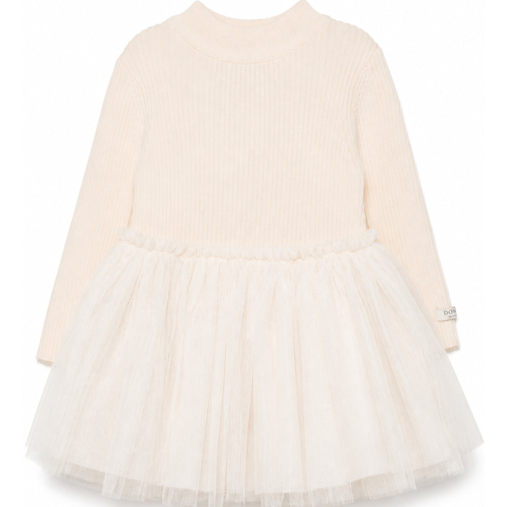 Abito per neonata Donsje Kids bianco con lavorazione in maglia a coste 4043900NB 00009 DONSJE KIDS