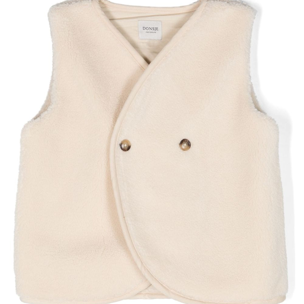 Gilet per bambino Donsje Kids beige con design in finto shearling 4044300 FR002 DONSJE KIDS