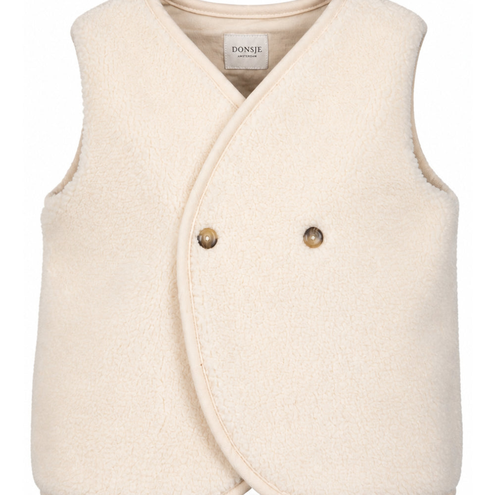 Gilet per bambino Donsje Kids beige con design in finto shearling 4044300 FR002 DONSJE KIDS