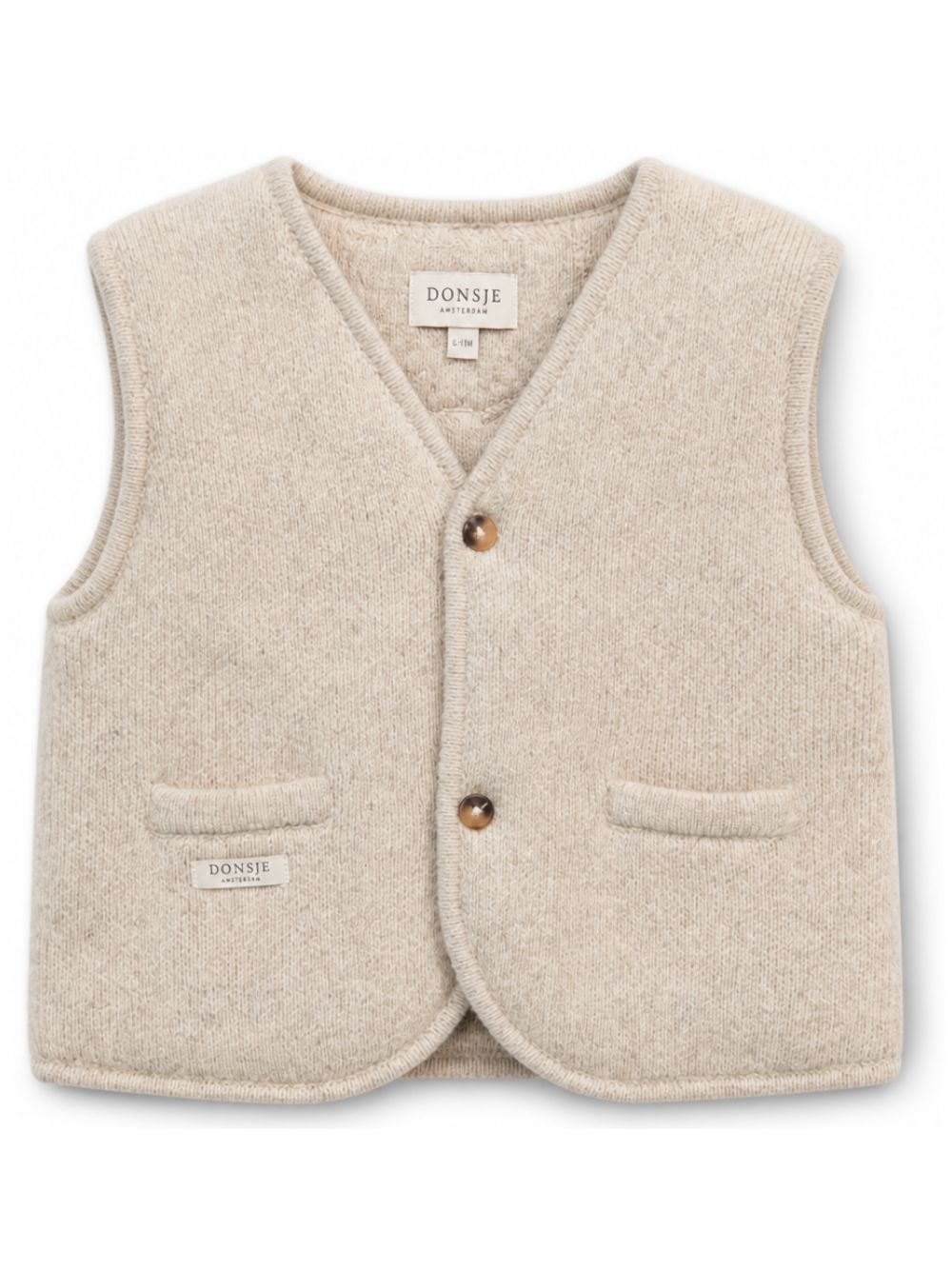 Gilet in maglia per neonati Donsje beige con scollo a V 4101400NB 00182 DONSJE KIDS