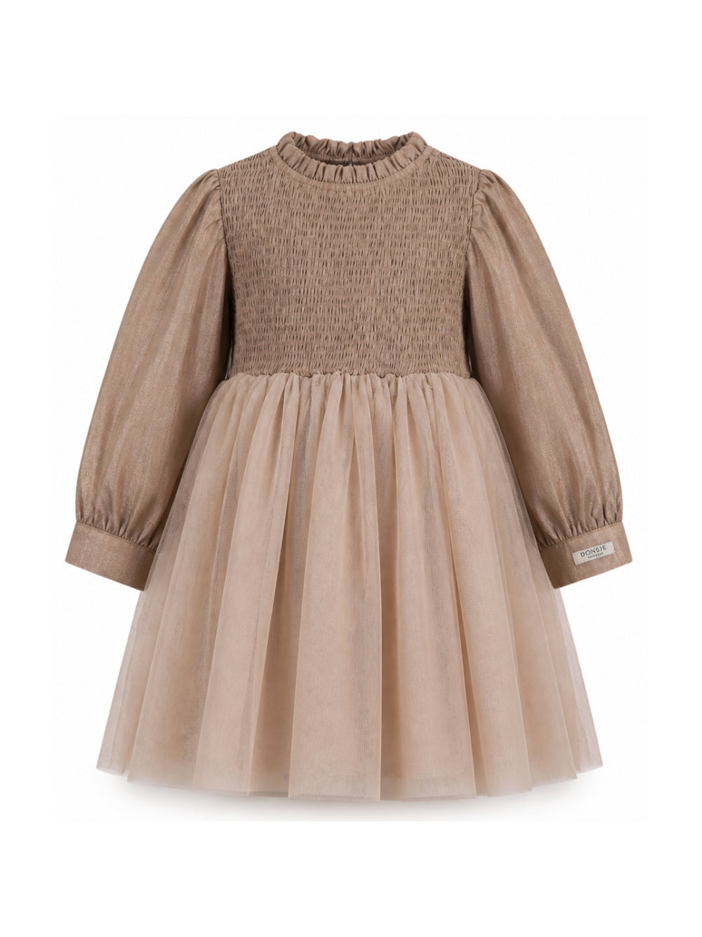 Abito Janice per bambina Donsje Kids marrone con gonna in tulle 4125600 00067 DONSJE KIDS