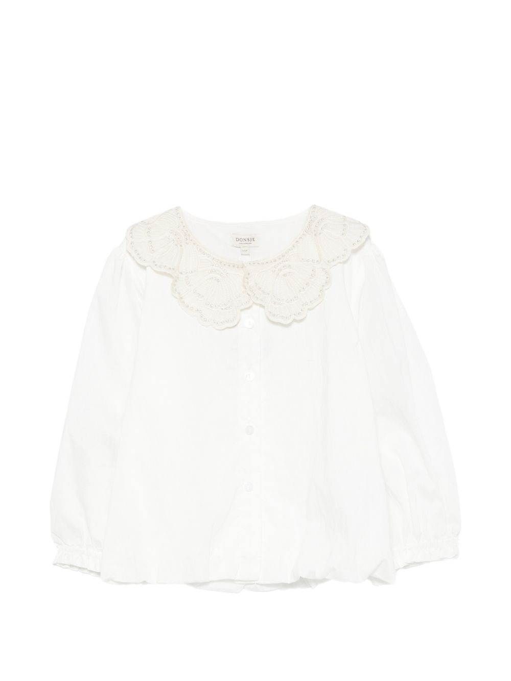 Camicetta per bambina Donsje Kids bianca con colletto smerlatoe e ricami floreali. 4125900 00029 DONSJE KIDS