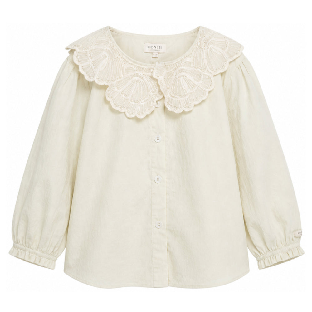 Blusa Kleke per bambina Donsje Kids verde chiaro con colletto con pettorina ricamata 4125900 00030 DONSJE KIDS
