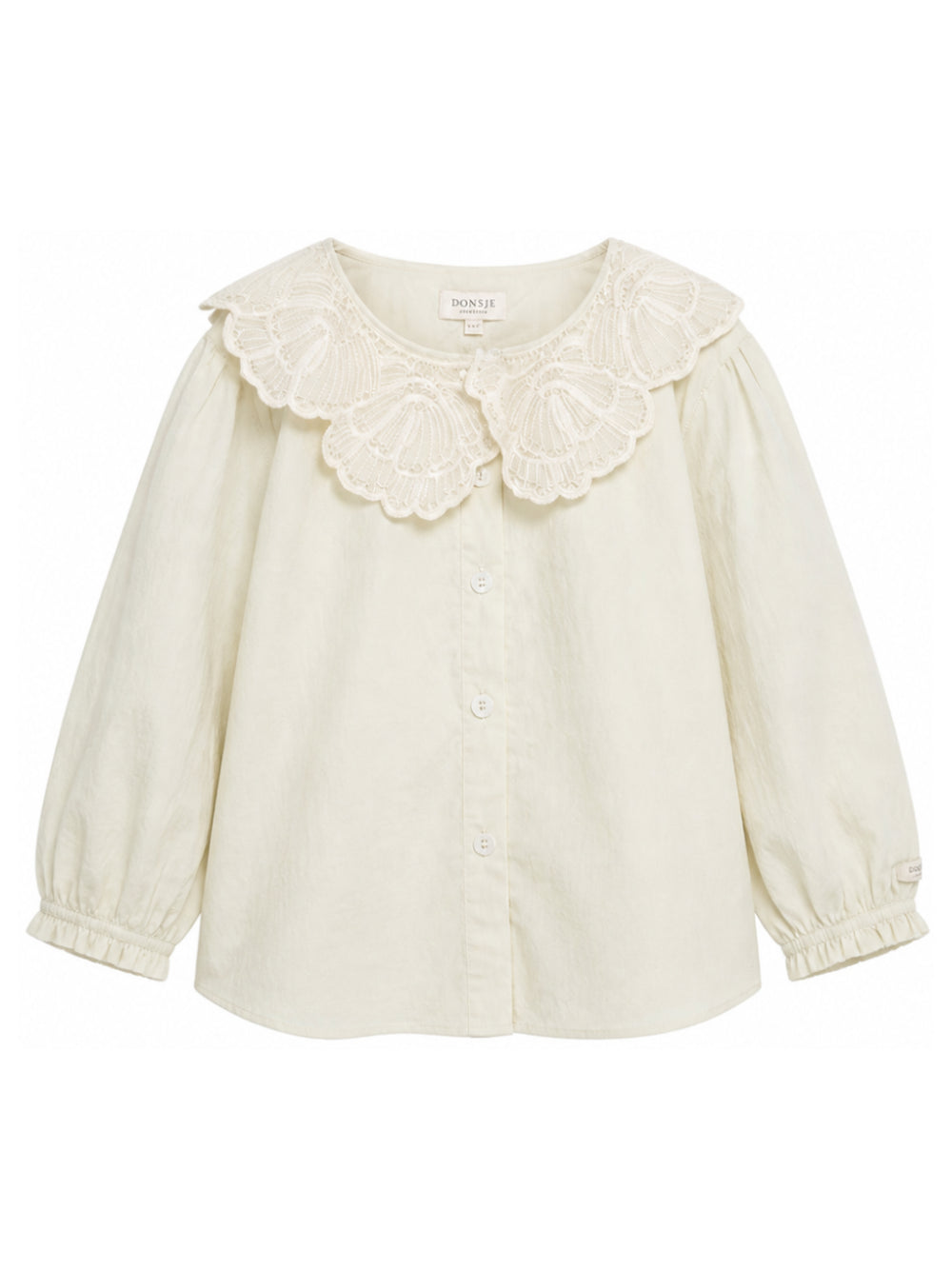 Blusa Kleke per bambina Donsje Kids bianca con colletto con pettorina ricamata 4125900 00030 DONSJE KIDS