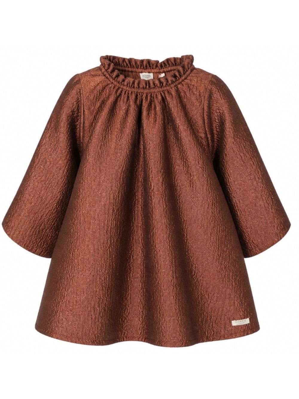 Abito per bambina Donsje Kids marrone con volant effetto metallico 4126400 00094 DONSJE KIDS