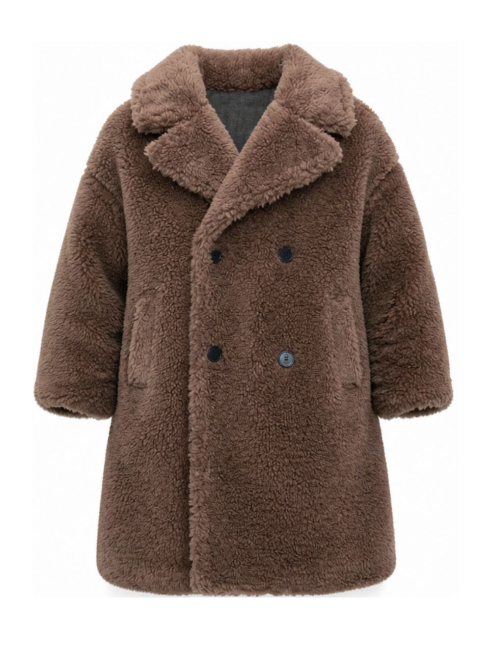 Cappotto per bambina Douuod Kids marrone con texture teddy DZ2P40 Z3949 347 DOUUOD KIDS