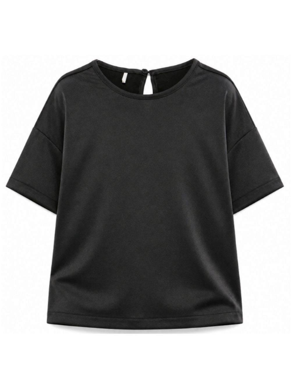 T-shirt per bambina Douuod Kids nera con finitura in raso DZ5A11 Z4087 930 DOUUOD KIDS