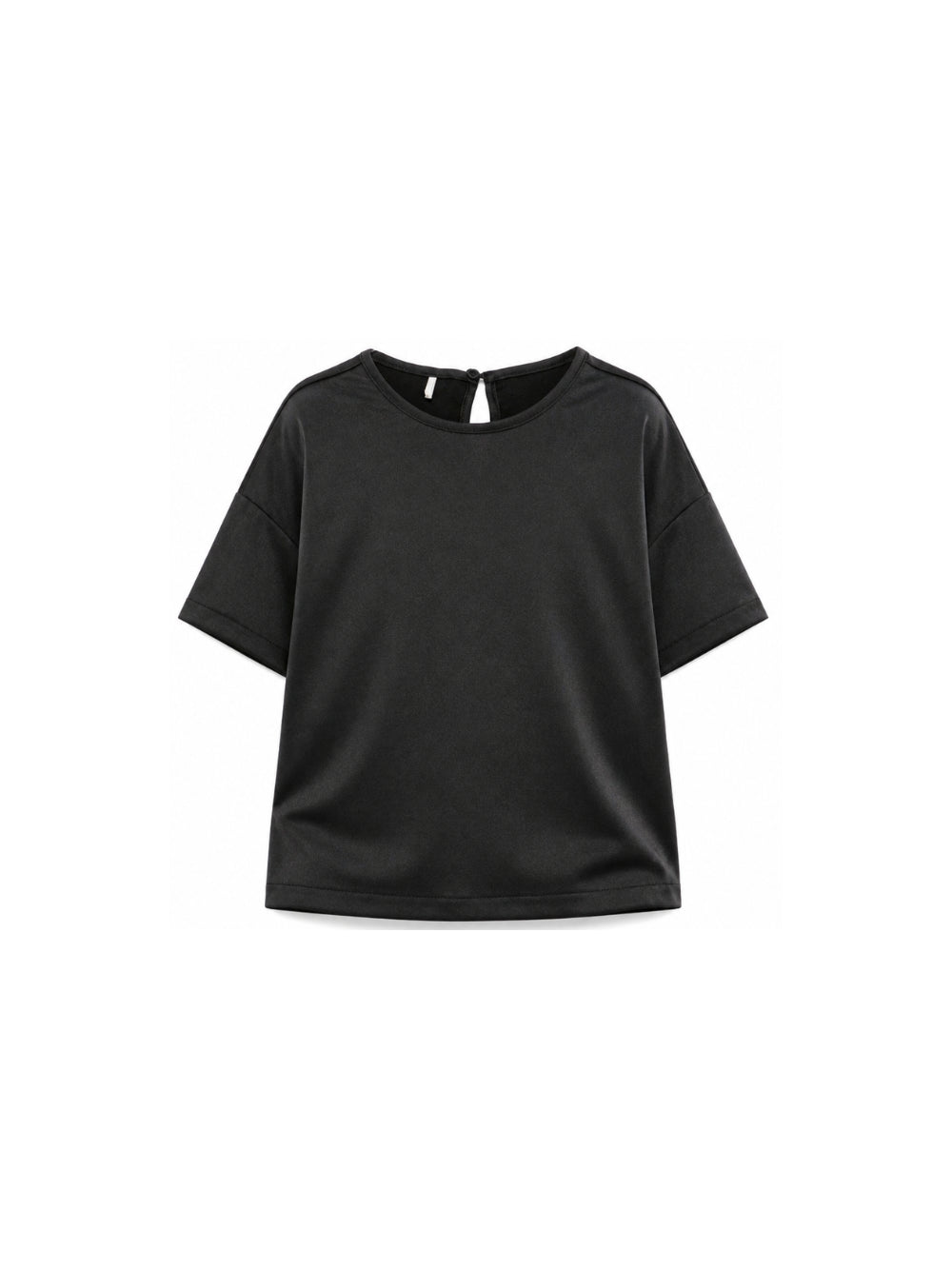 T-shirt per bambina Douuod Kids nera con finitura in raso DZ5A11 Z4087 930 DOUUOD KIDS