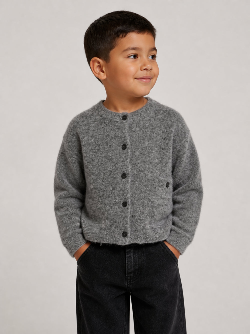 Maglione per bambino Douuod Kids grigio con patch con logo sul lato DZ9A00 W0229 809 DOUUOD KIDS