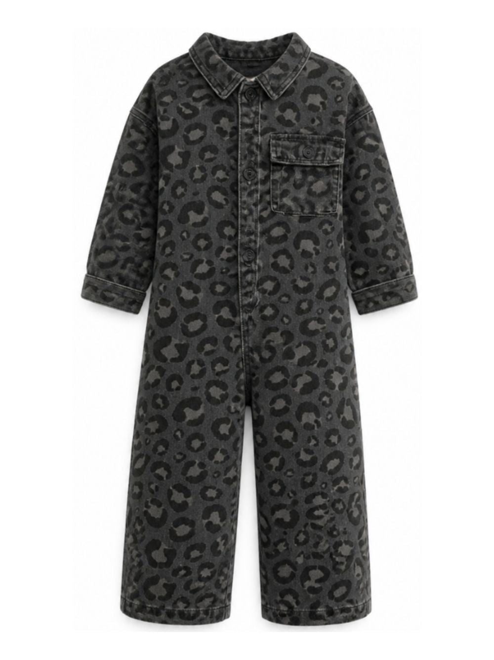 Tuta intera per bambina Douuod Kids grigia con stampa animalier all-over DZAA00 Z4163 924BG DOUUOD KIDS