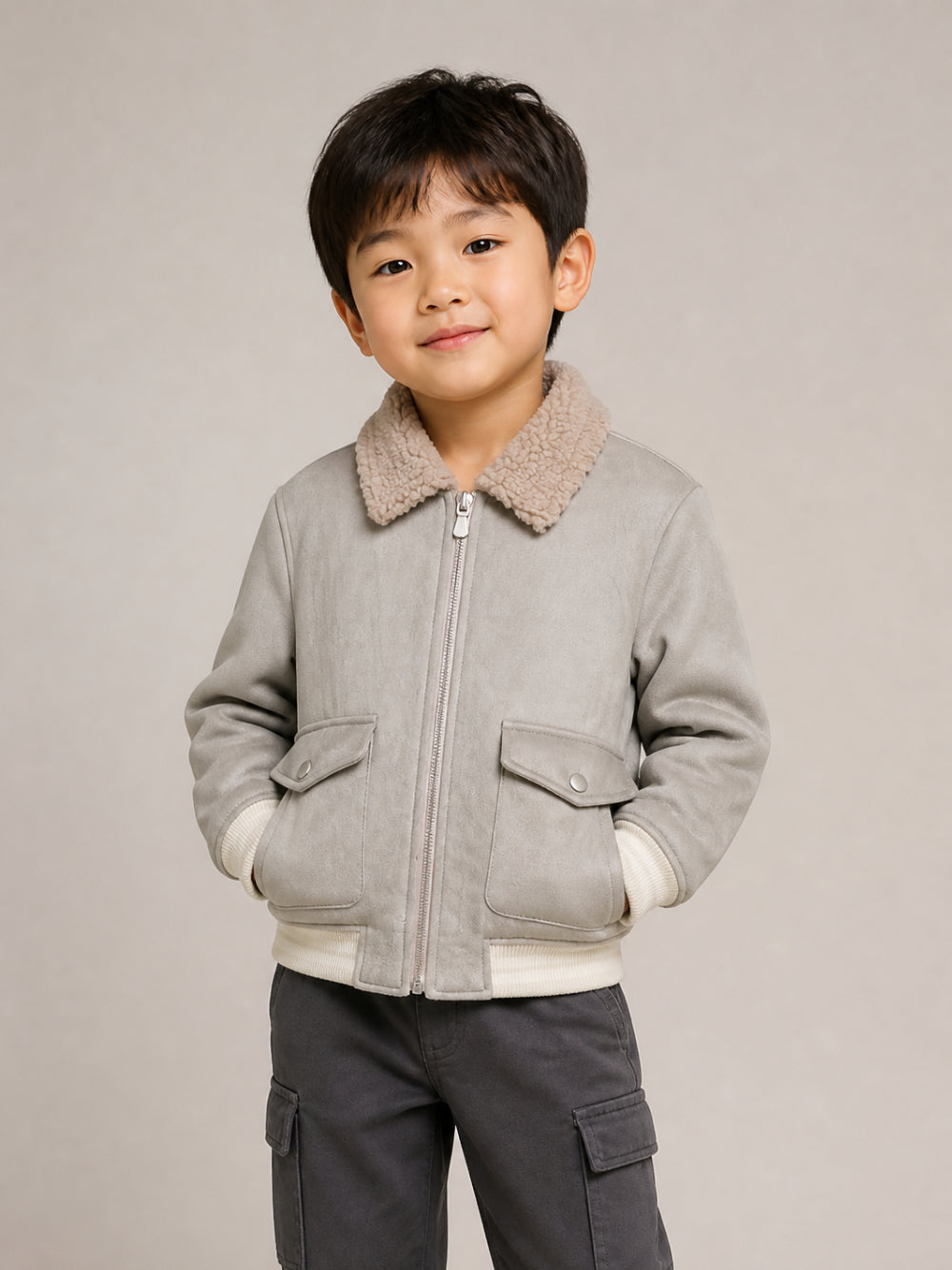 Giubbino per bambino Eleventy Kids grigio con colletto a punta EZ2I27 H0078 908 ELEVENTY KIDS