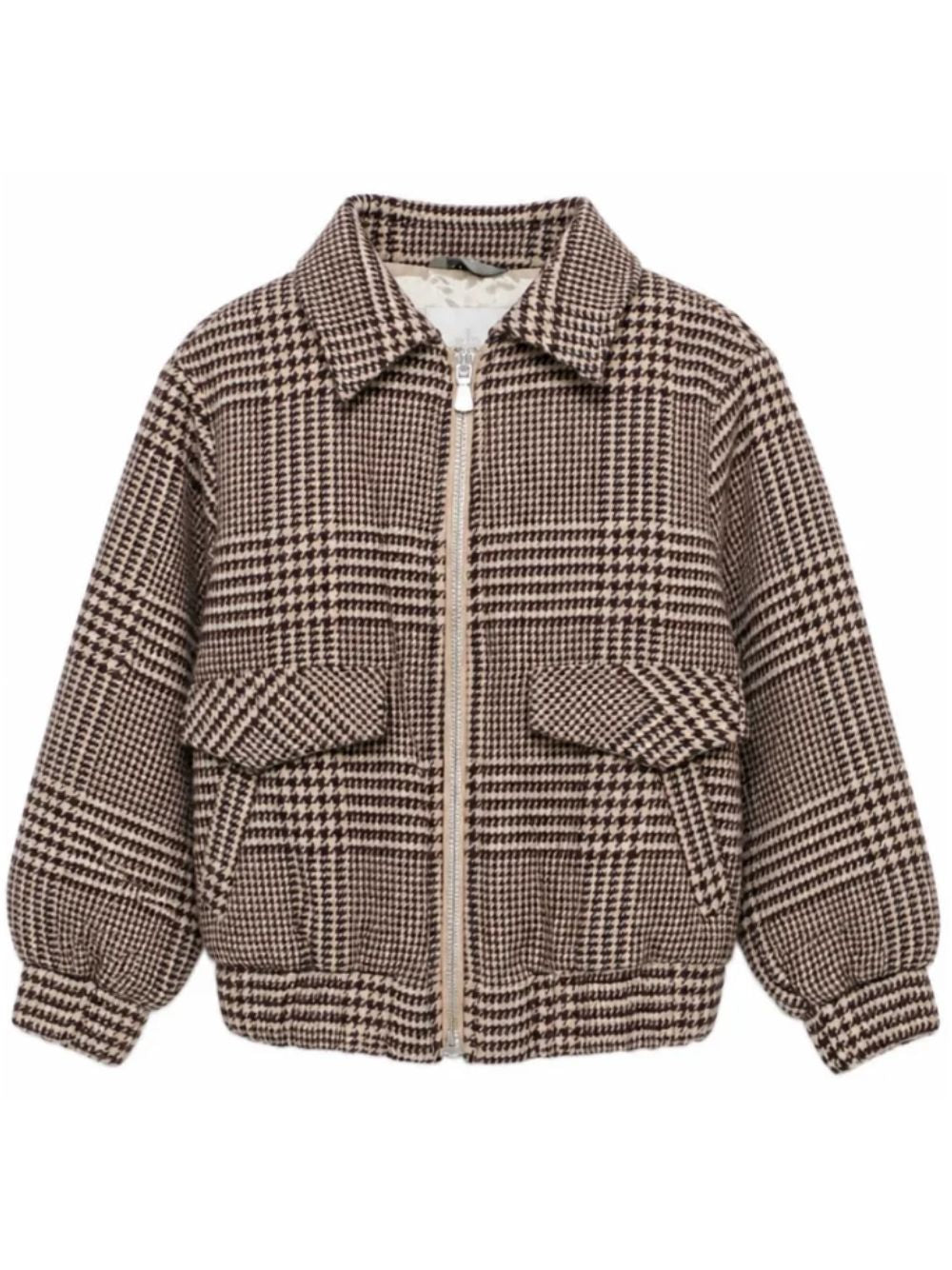 Giubbino per bambino Eleventy Kids marrone con fantasia in pied-de-poule EZ2I97 E0262 419BG ELEVENTY KIDS