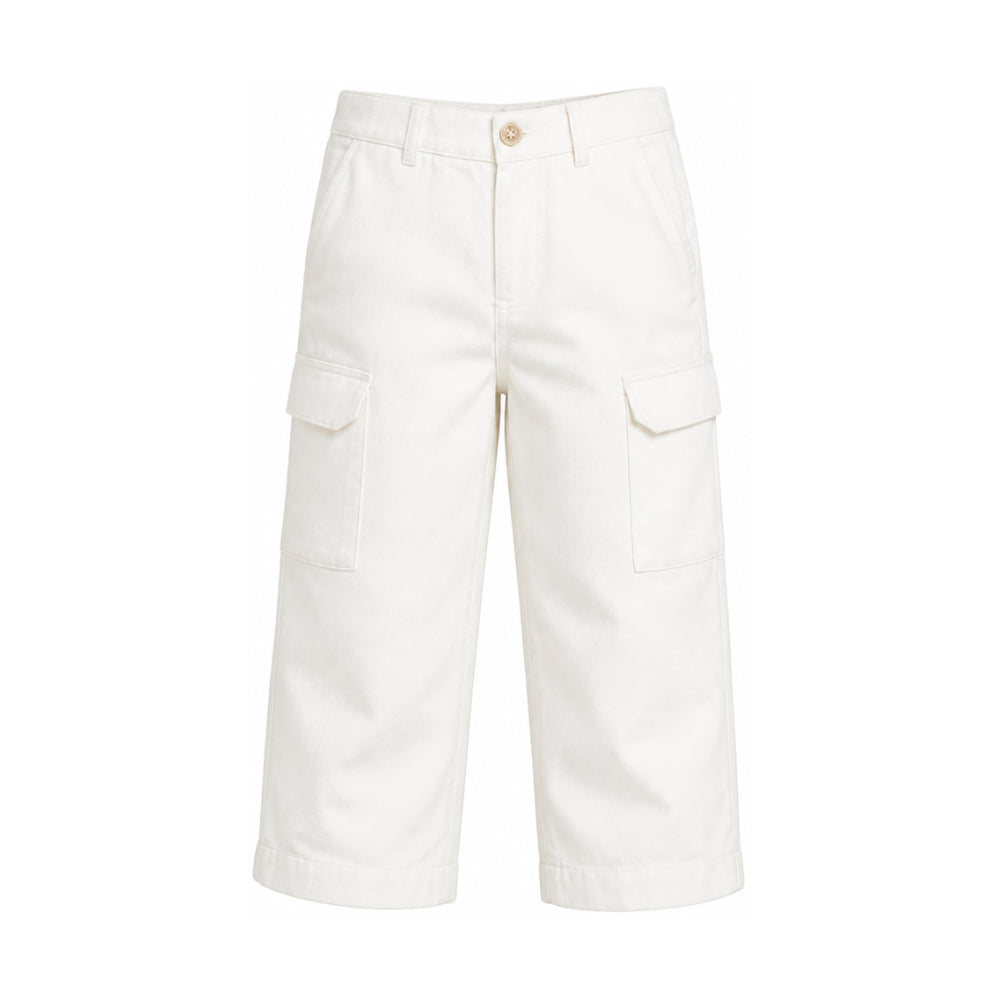 Pantaloni per bambino Eleventy Kids bianchi con patch con logo sul retro EZ6H90 I0233 101 ELEVENTY KIDS