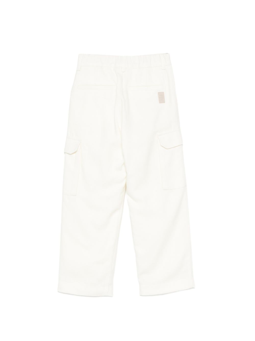 Pantaloni per bambino Eleventy Kids bianchi con patch con logo sul retro EZ6H90 I0233 101 ELEVENTY KIDS