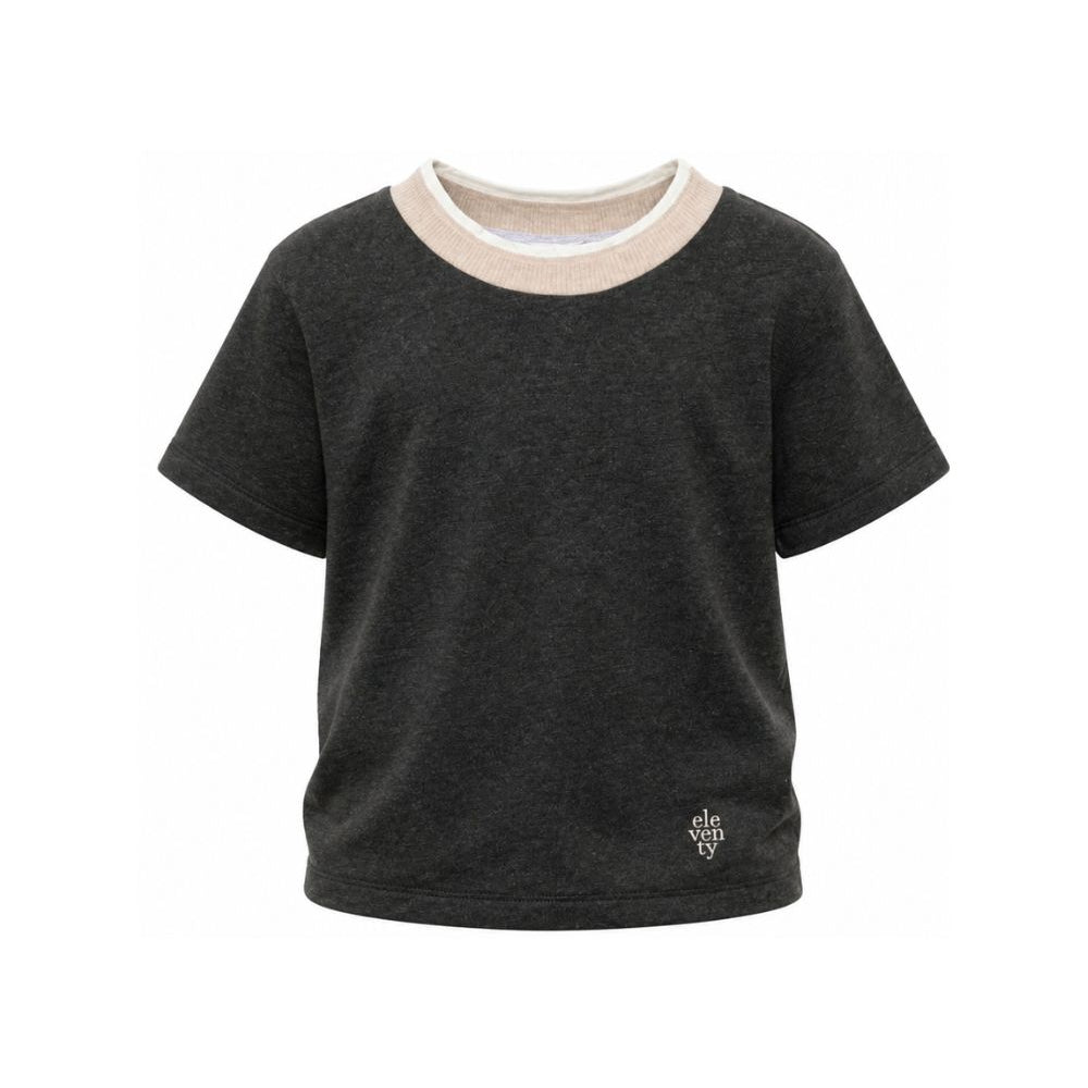 T-shirt per bambino Eleventy Kids grigia con girocollo a contrasto EZ8H11 Z3711 811 ELEVENTY KIDS