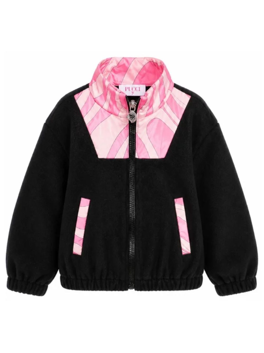 Giubbino per bambina Emilio Pucci Kids nero con stampa Iride PZ4B00 U0308 930RS EMILIO PUCCI KIDS