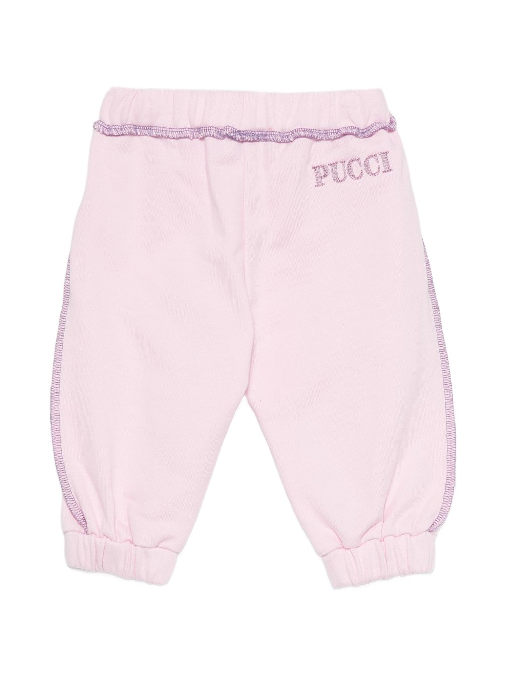 Pantaloni sportivi per neonata Emilio Pucci Junior rosa con cuciture a contrasto PZ6010 Z3183 51S EMILIO PUCCI KIDS