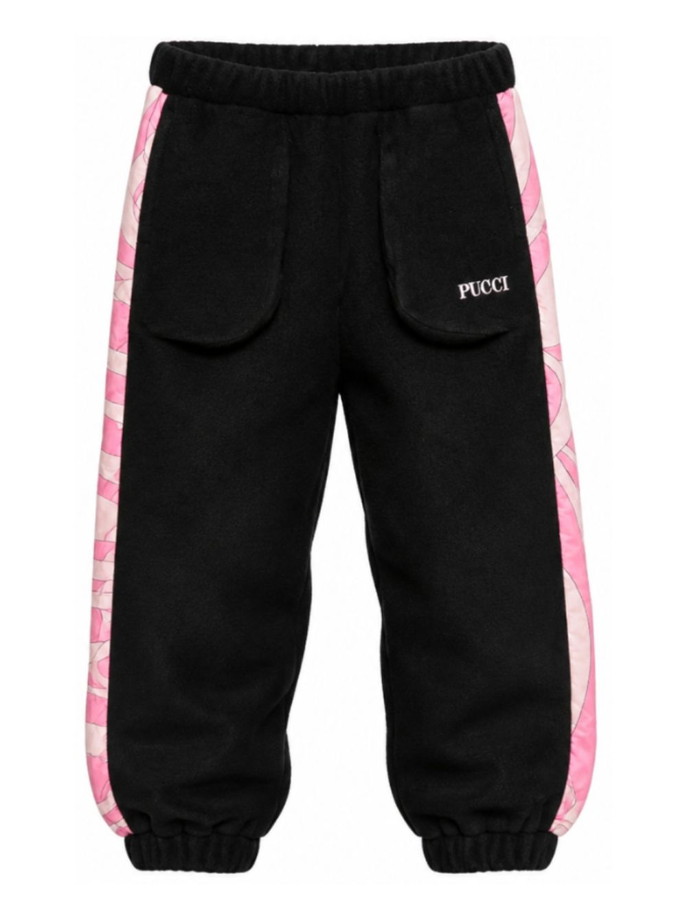 Pantaloni sportivi per bambina Emilio Pucci Kids neri con inserti con fantasia rosa PZ6B50 U0308 930RS EMILIO PUCCI KIDS